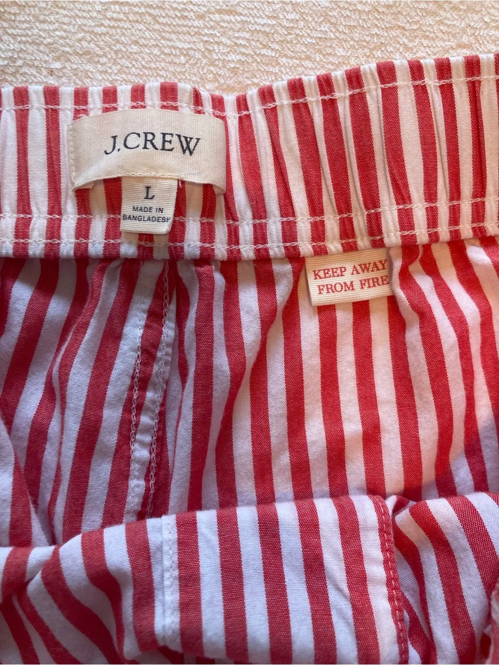 J. Crew Red and White Vertical Stripe classic button down pajamas. 2-piece set.